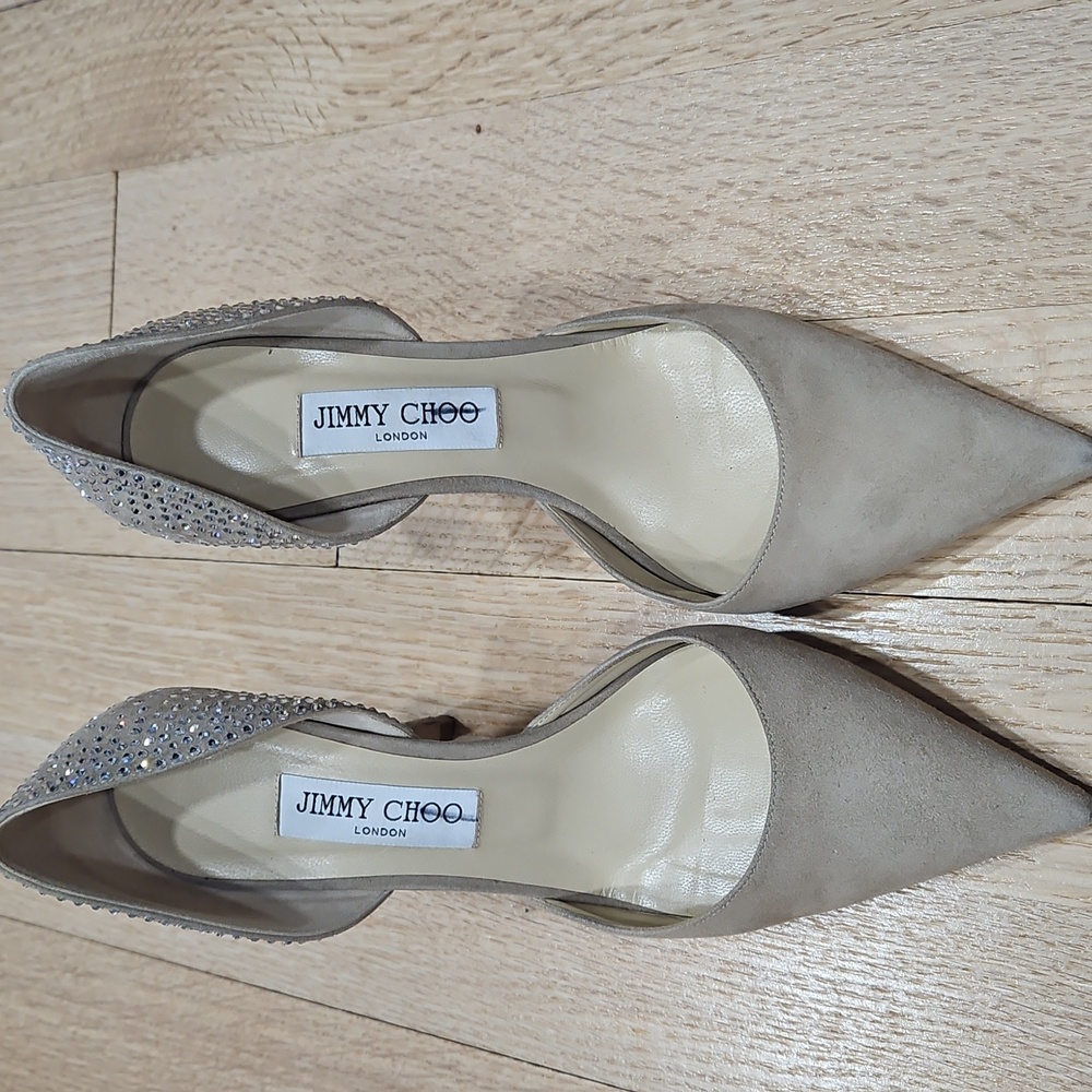 Jimmy ChooSuede Studded Accents D'Orsay Pumps